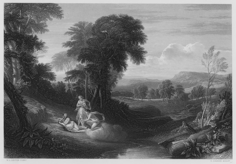 O Nascimento de Belphoebe e Amorett, a partir da foto da Coleção Real (gravação) de William Leighton (after) Leitch