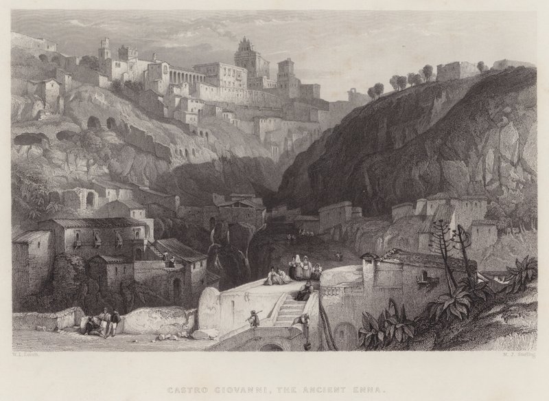 Castro Giovanni, o Antigo Enna (gravura) de William Leighton Leitch