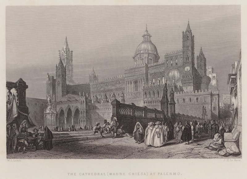 A Catedral (Madre Chiesa) em Palermo (gravura) de William Leighton Leitch