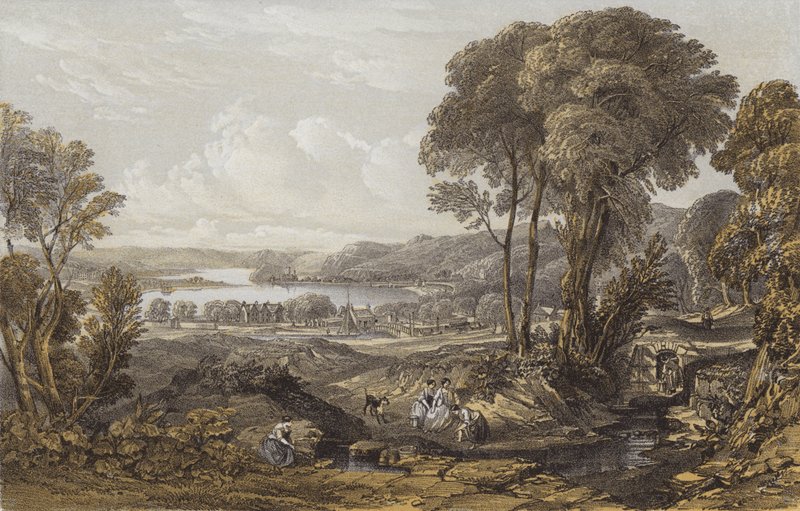Vista do Clyde acima Erskine Ferry (chromolitho) de William Leighton Leitch