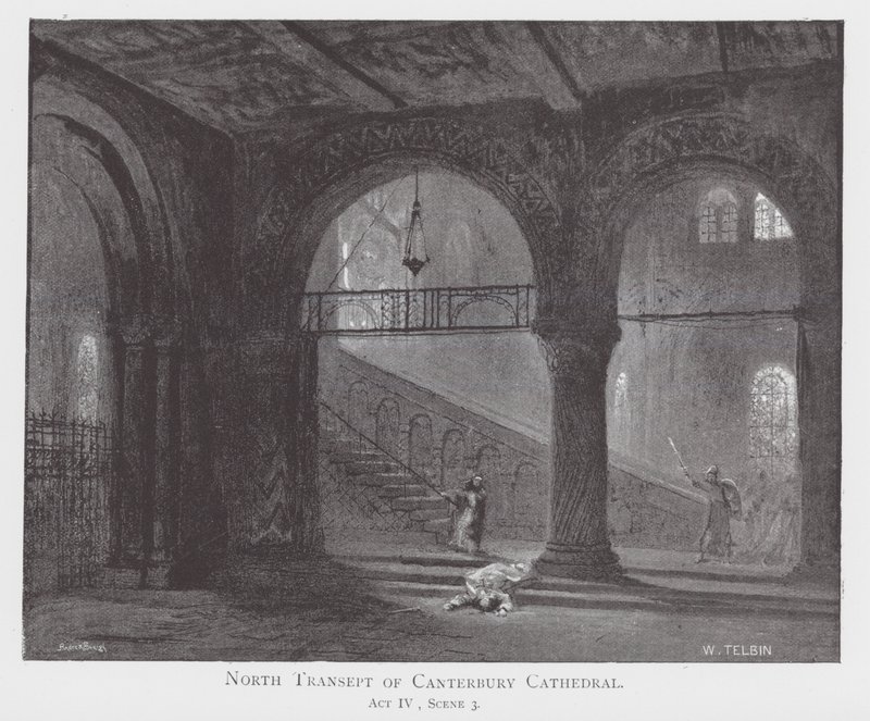 Transepto norte da Catedral de Cantuária (litografia) de William Lewis (after) Telbin