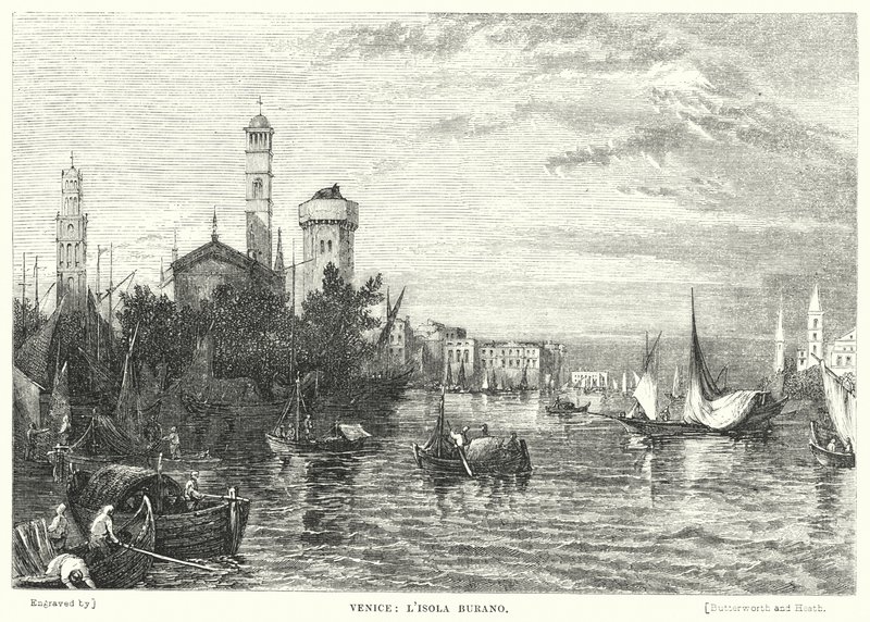 Veneza, Ilha Burano (gravura) de William Linton