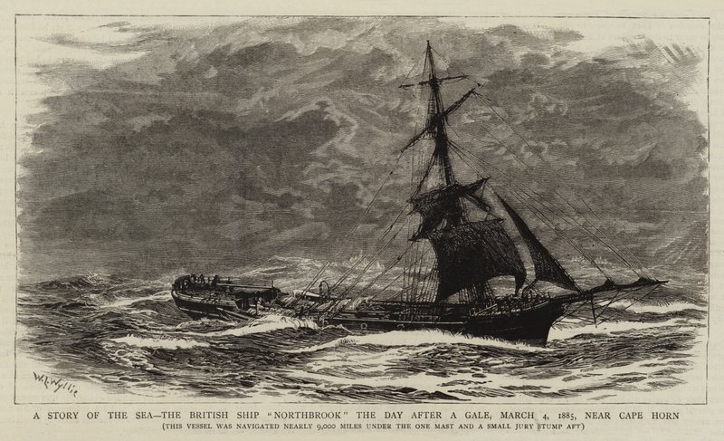 Uma história do mar, o navio britânico Northbrook, no dia seguinte a um vendaval, 4 de março de 1885, próximo ao cabo Horn de William Lionel Wyllie