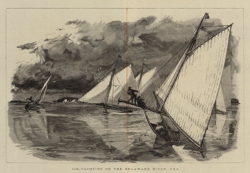 Ice-Yachting no rio Delaware, EUA de William Lionel Wyllie