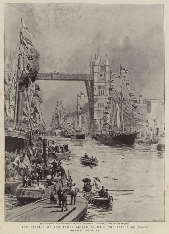 A abertura da ponte da torre por HRH o príncipe de Gales de William Lionel Wyllie