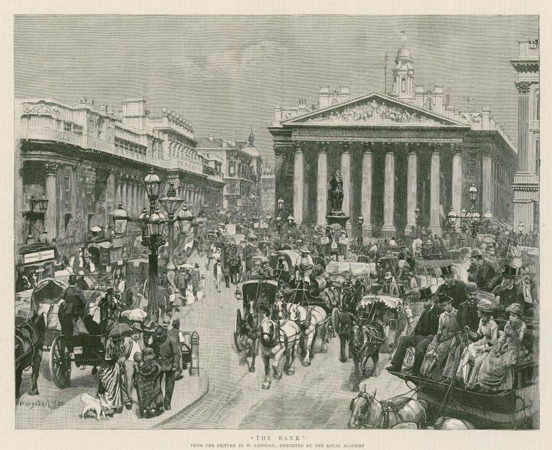 O Banco, a partir de uma foto de W Logsdail, exibida na Royal Academy (gravura) de William Logsdail