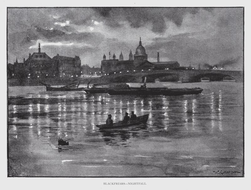 Blackfriars, Cair da Noite (litho) de William Luker