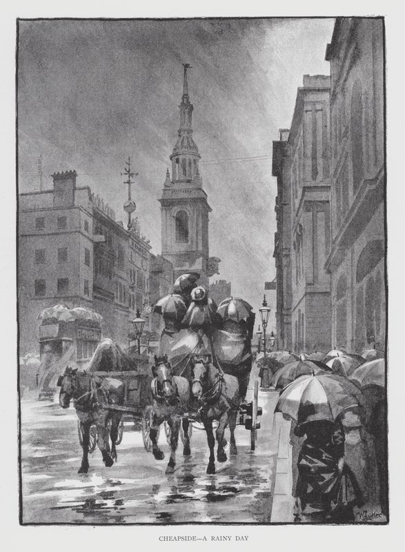 Cheapside, a Rainy Day (litho) de William Luker