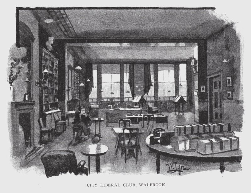 Clube Liberal da Cidade, Walbrook (litho) de William Luker