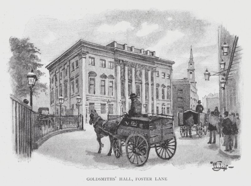 Salão dos Ourivesaria, Foster Lane (litho) de William Luker
