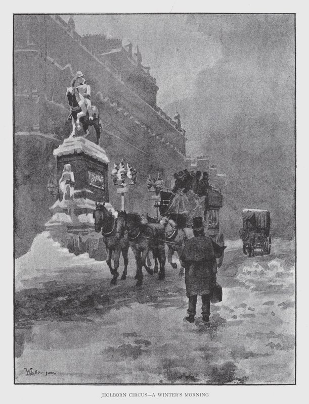 Holborn Circus, uma Manhã de Inverno (litho) de William Luker