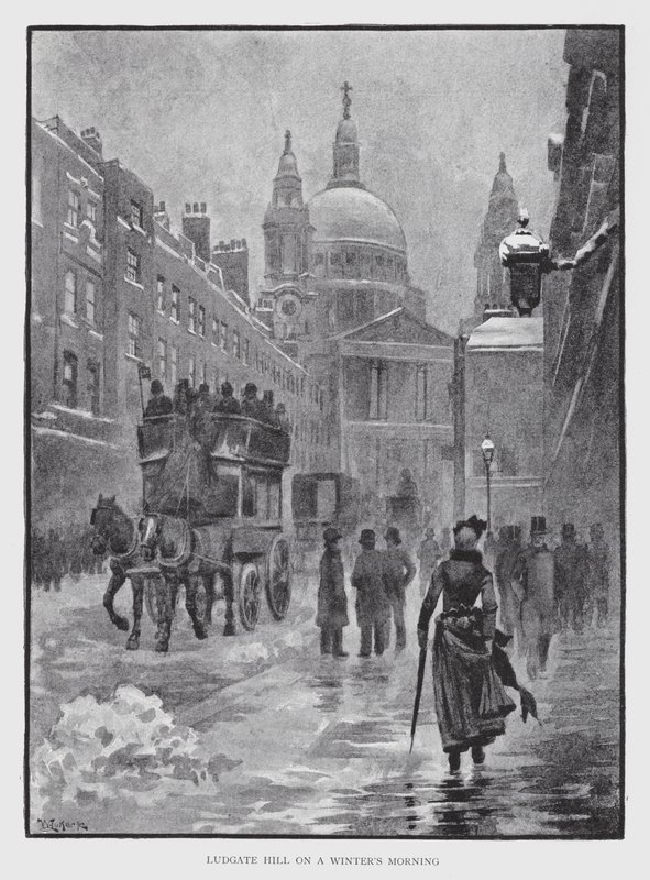 Ludgate Hill em uma manhã de inverno (litho) de William Luker