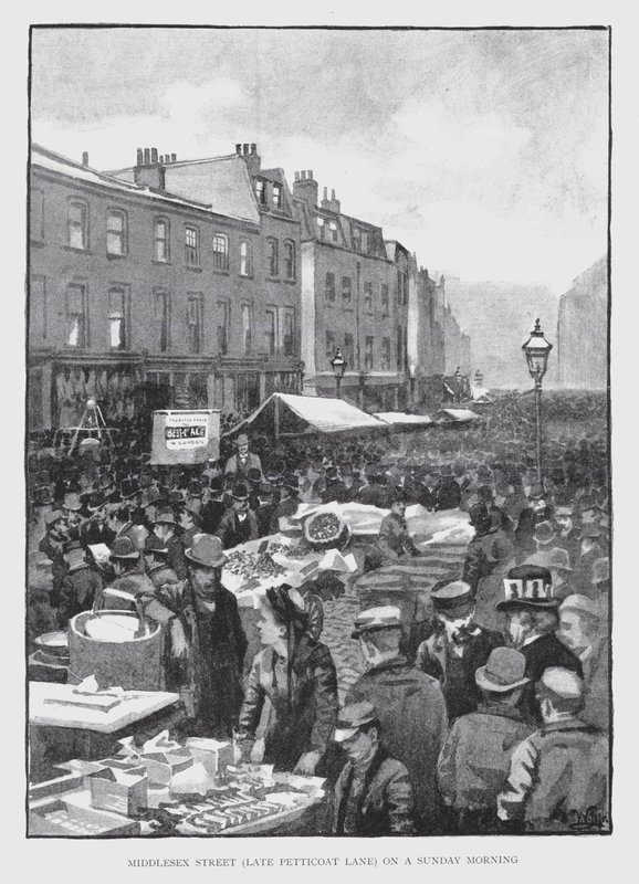 Rua Middlesex, na rua Petticoat Lane, num domingo de manhã (litho) de William Luker