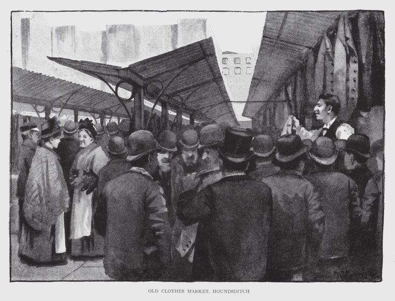 Old Clothes Market, Houndsditch (litho) de William Luker