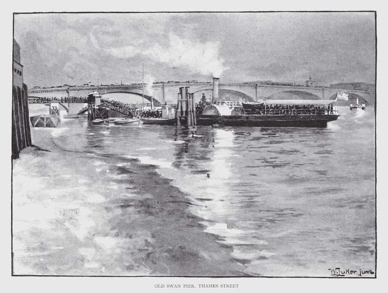 Antigo Cais do Cisne, Rua Thames (litho) de William Luker