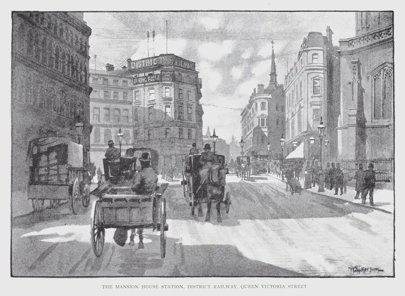 The Mansion House Station, District Railway, Queen Victoria Street (litho) de William Luker