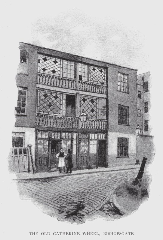 A Velha Roda Catherine, Bishopsgate (litho) de William Luker
