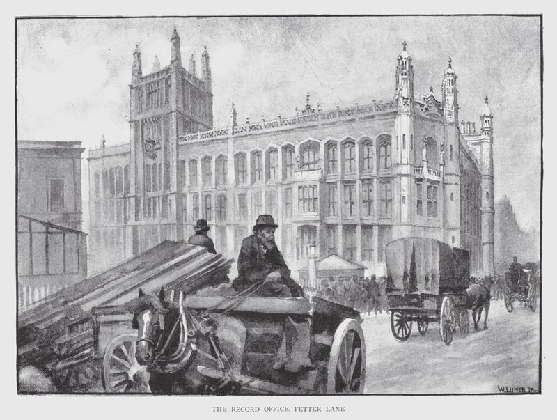 O Escritório de Registros, Fetter Lane (litho) de William Luker