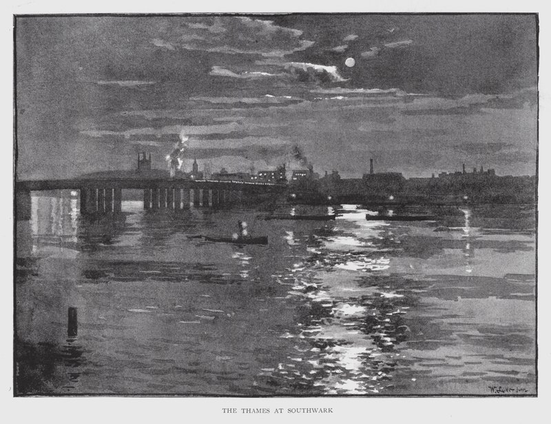 O Tâmisa em Southwark (litho) de William Luker