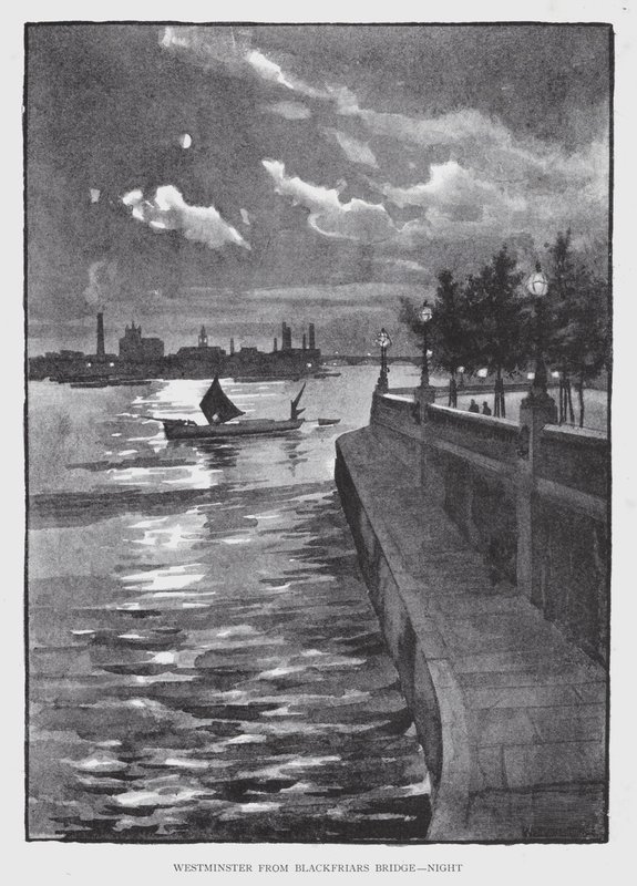 Westminster de Blackfriars Bridge, Night (litho) de William Luker