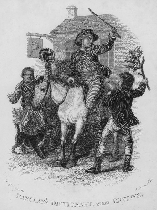 Barclays Dictionary, palavra: Restive (gravura) de William Marshall (after) Craig