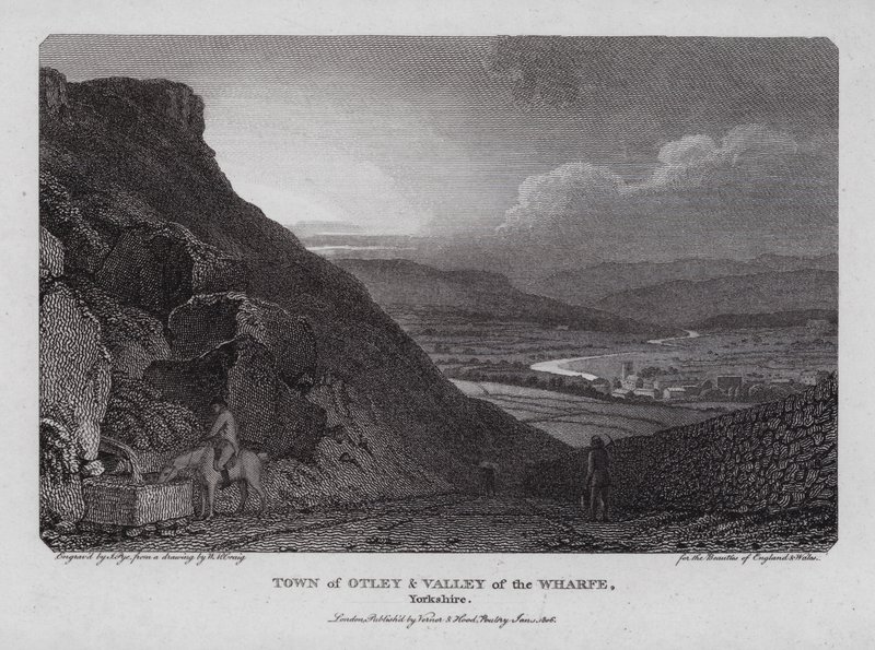 Cidade de Otley e Valley of the Wharfe, Yorkshire (gravura) de William Marshall (after) Craig