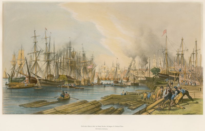 Edifício Naval em Limehouse, o Presidente sobre os estoques de William Parrott