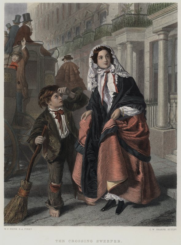 O Varredor de Travessia (gravação colorida) de William Powell (after) Frith