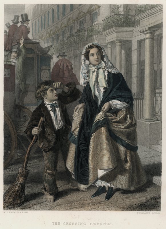 O Varredor de Travessia (gravação colorida) de William Powell (after) Frith