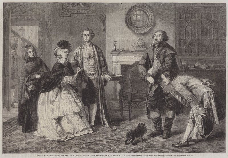 Honeywood apresentando os oficiais de justiça à senhorita Richland como seus amigos de William Powell Frith