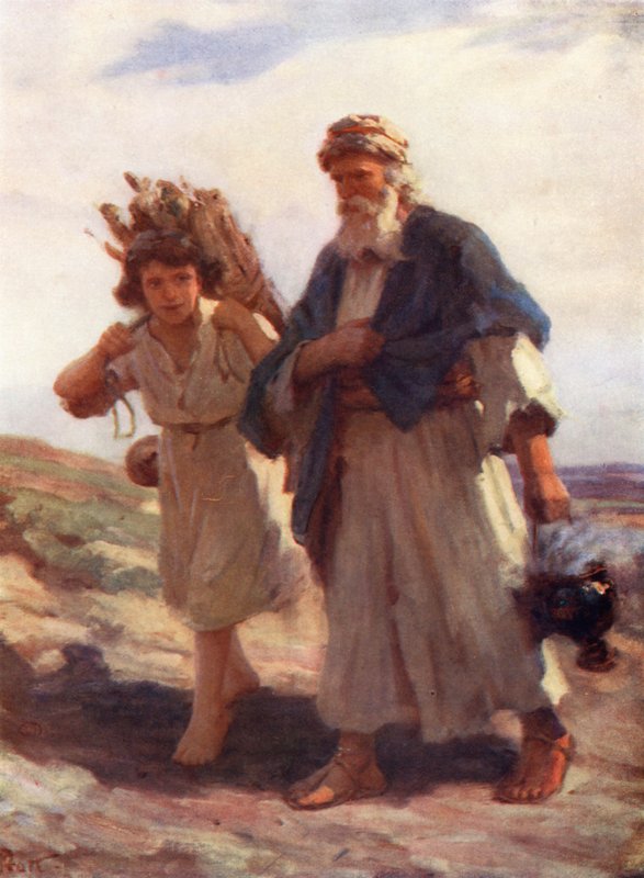 Abraão e Isaac, Génesis xxii, 2, 6 (litografia a cores) de William Pratt