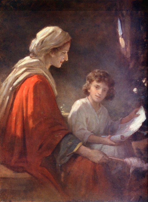 Maria e o Menino Jesus, Lucas ii, 39, 40 (litografia a cores) de William Pratt