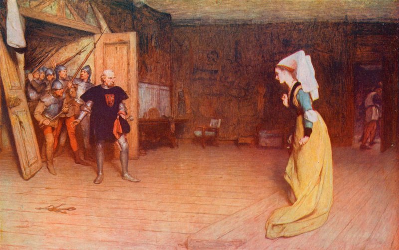 Shakespeare: Talbot e a Condessa de Auvergne, Rei Henrique VI, Parte I, Ato II, Cena 3 (lito colorido) de William Quiller (after) Orchardson