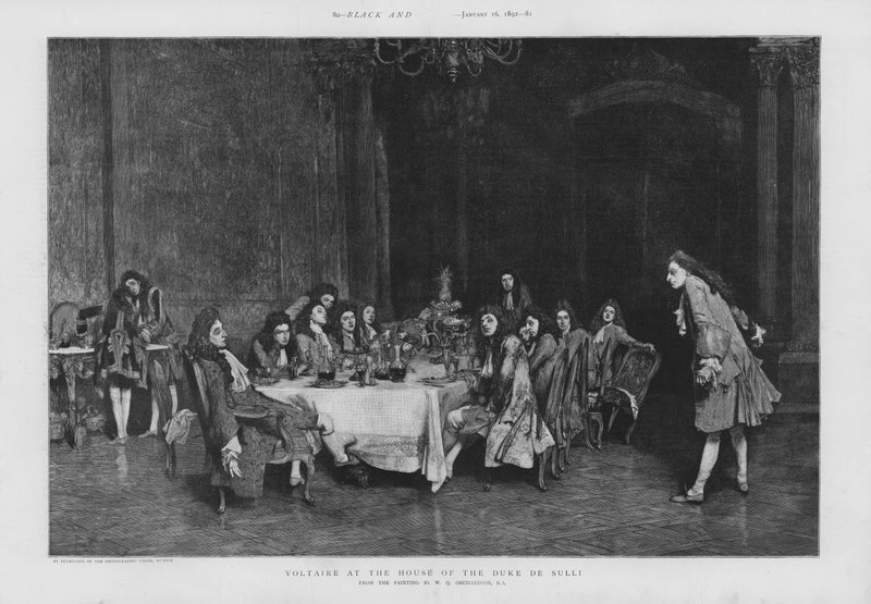 Voltaire na Casa do Duque de Sulli (litho) de William Quiller (after) Orchardson