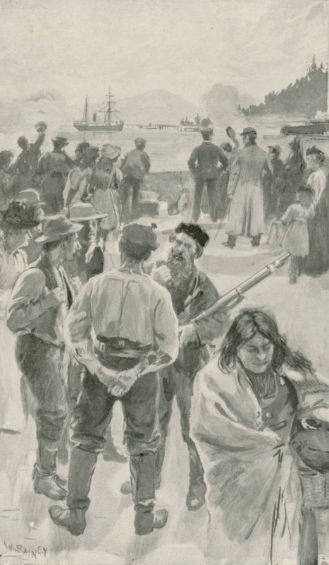 A chegada do navio anual em Fort York, Baía de Hudson de William Rainey
