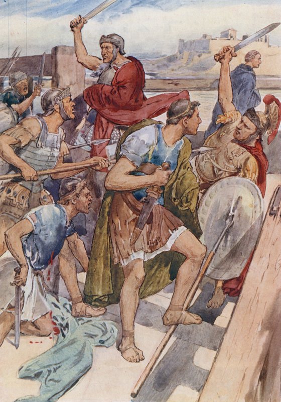 A Perseguição de Caius Gracchus (cor litho) de William Rainey