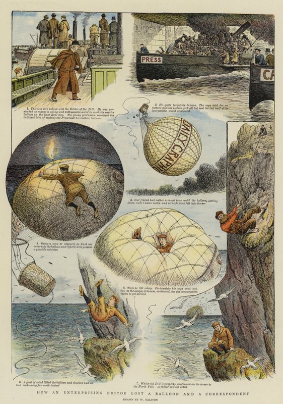 Como um editor empreendedor perdeu um balão e um correspondente (chromolitho) de William Ralston