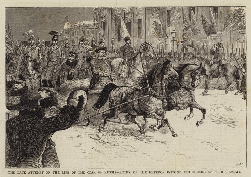 A tentativa atrasada na vida do czar da Rússia, a entrada do imperador em São Petersburgo depois de sua fuga de William Ralston