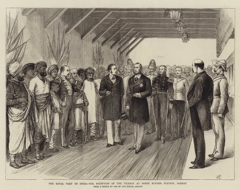 A visita real à Índia, a recepção do vice-rei na estação Boree Bunder, Bombaim de William Ralston