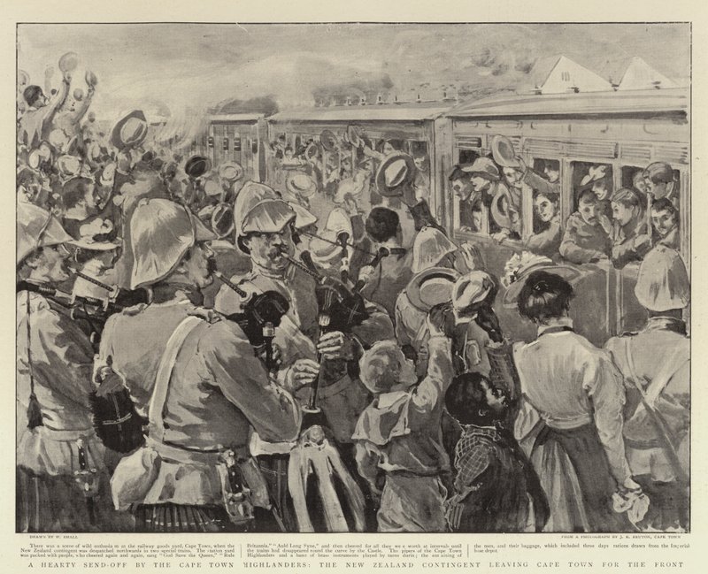 Uma calorosa despedida dos Highlanders da Cidade do Cabo, o Contingente da Nova Zelândia deixando a Cidade do Cabo para a Frente de William Small
