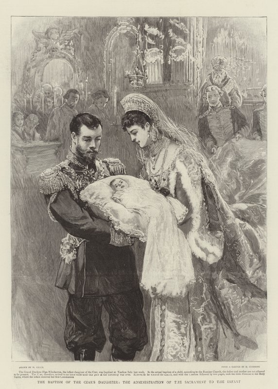 O batismo da filha do czar, a administração do sacramento ao infante de William Small