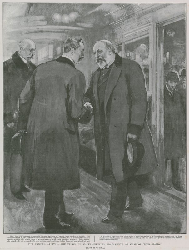Chegada do Kaiser: O Príncipe de Gales Cumprimenta Sua Majestade na Estação Charing Cross de William Small
