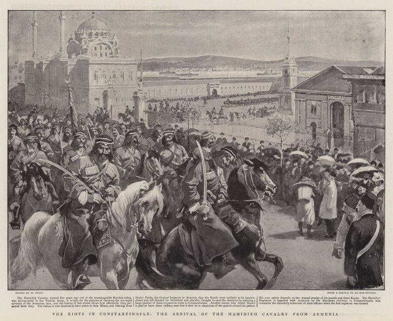 Os tumultos em Constantinopla, a chegada da cavalaria Hamidieh da Armênia de William Small