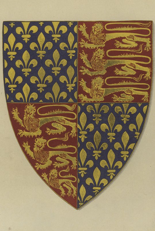 Braços do rei Edward III, de seu túmulo na Igreja da Abadia de Westminster (Chromolitho) de William St John Hope
