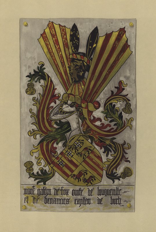 Sir Gaston de Foix, conde de Longueville e Benanges, capitão de Buch, c 1438-c 1458 (cromolito) de William St John Hope