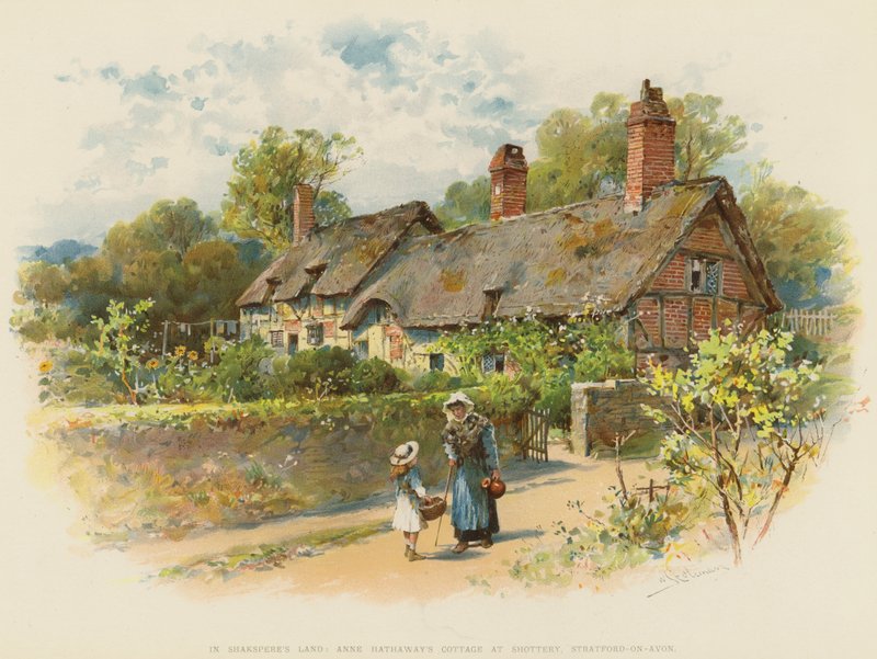 Na terra de Shakspere, Casa de Anne Hathaway em Shottery, Stratford-on-Avon (chromolitho) de William Stephen Coleman