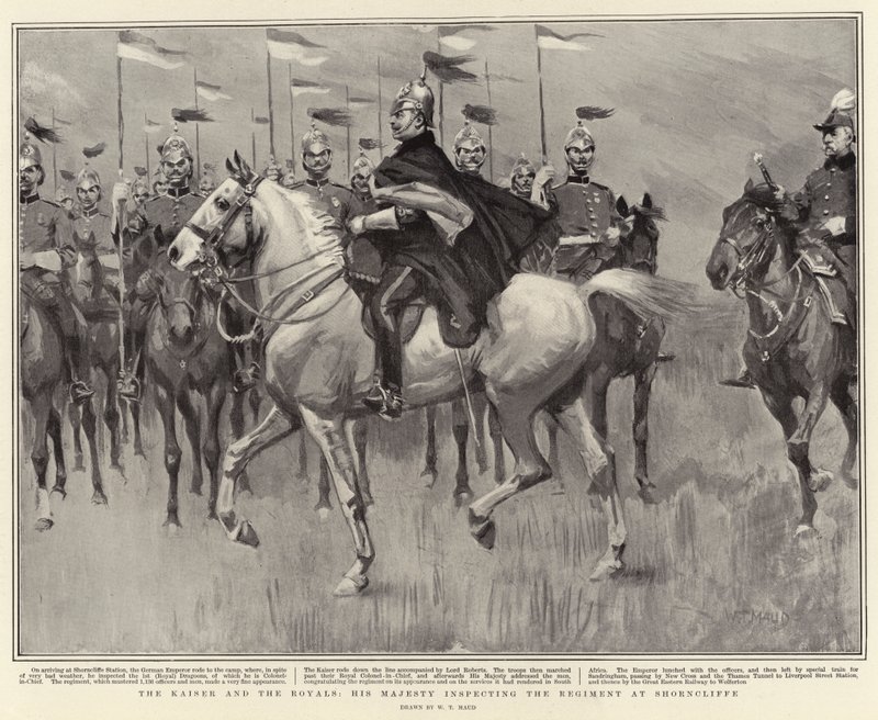O Kaiser e os Royals, Sua Majestade inspecionando o regimento em Shorncliffe de William T. Maud