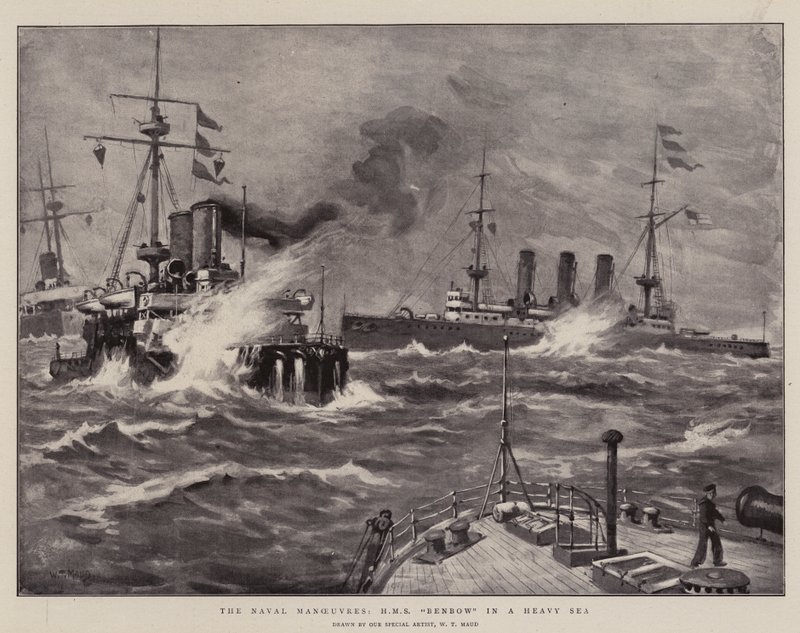 As manobras navais, HMS Benbow em um mar pesado de William T. Maud