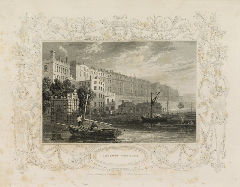 Adelphi Terrace, incluindo o Water Gate, York Buildings, Londres de William Tombleson