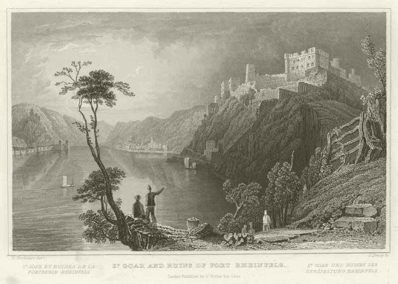 St Goar e ruínas de Fort Rheinfels de William Tombleson
